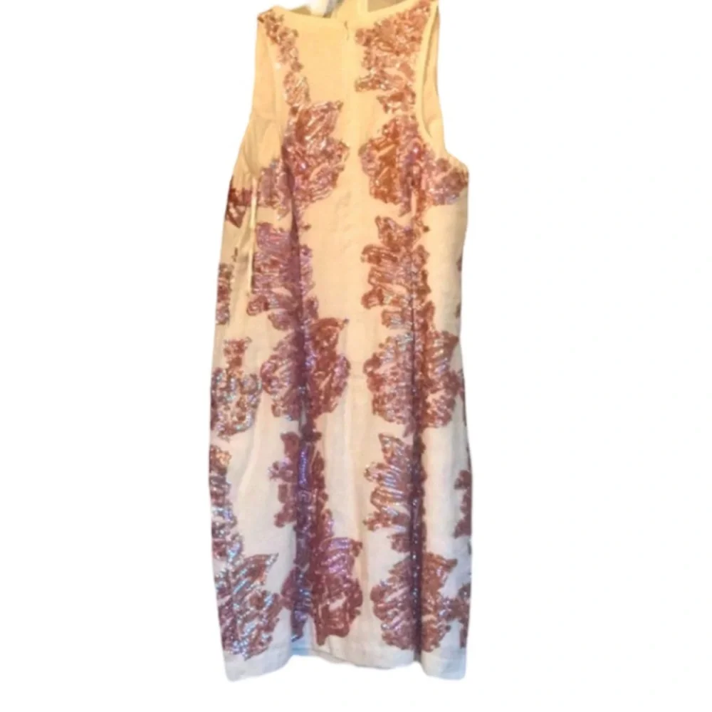 J CREW Claudia Linen Rose-Gold Sequined Dress NWT